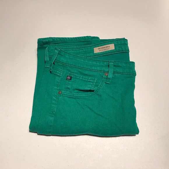 AG Adriano Goldschmied Stevie Slim Straight Ankle Jeans in Kelly Green Size 30R - Picture 2 of 9